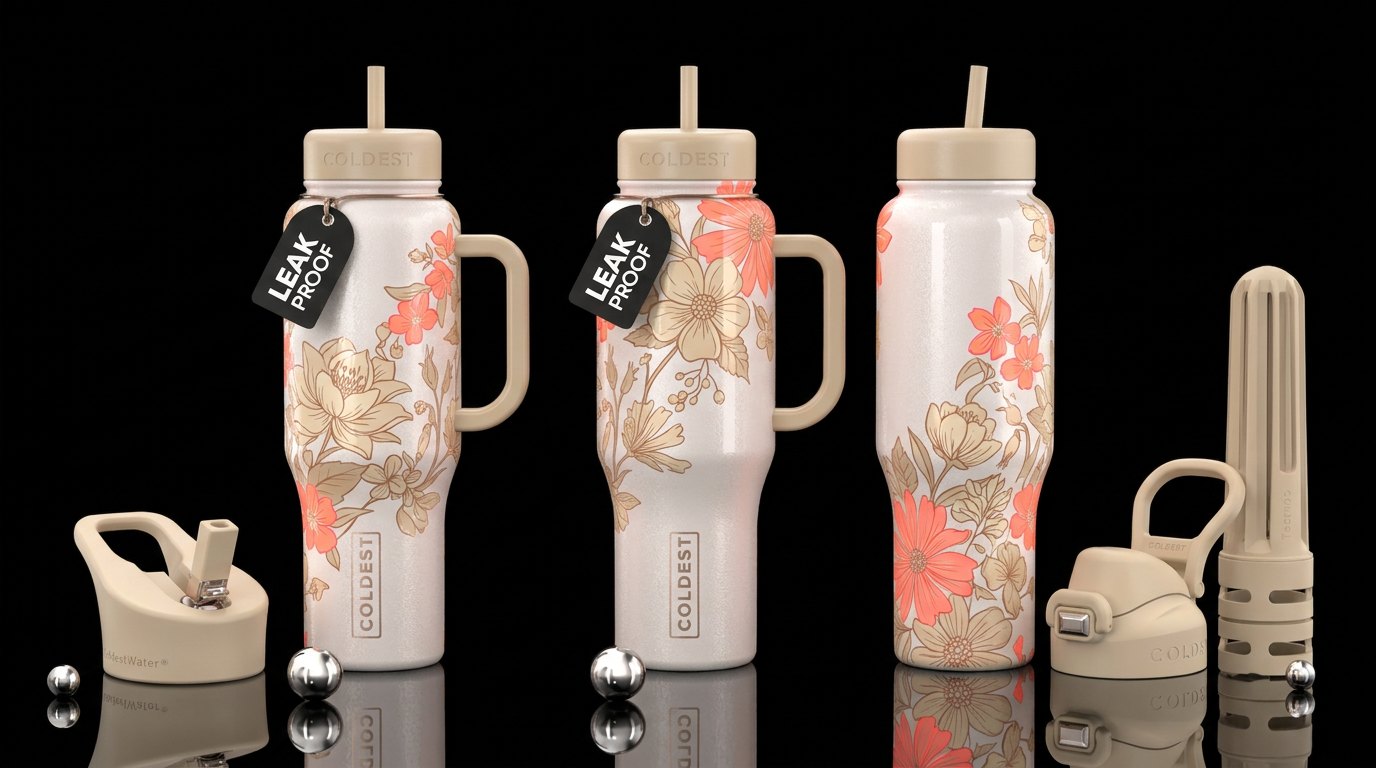 Light colored Glossy bottle with slightly raised f... water bottle design