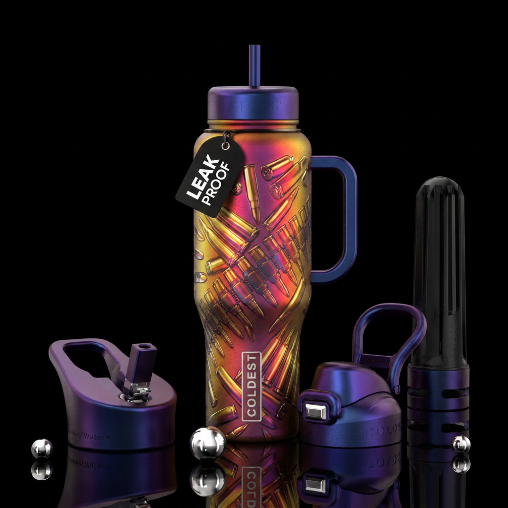 Matte bottle with glossy ammunition design with ma... water bottle design