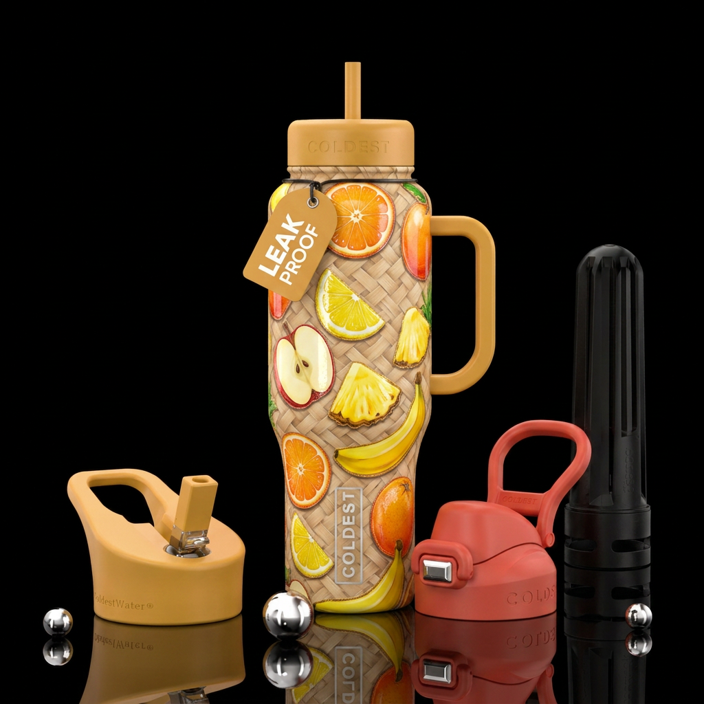 Matte tan woven basket design bottle with glossy f... water bottle design