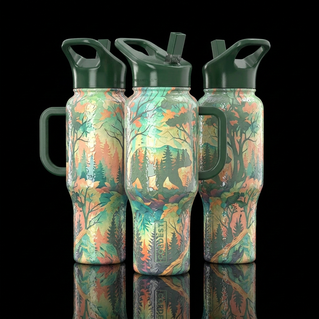 Glossy bottle with slightly raised feeling texture... water bottle design