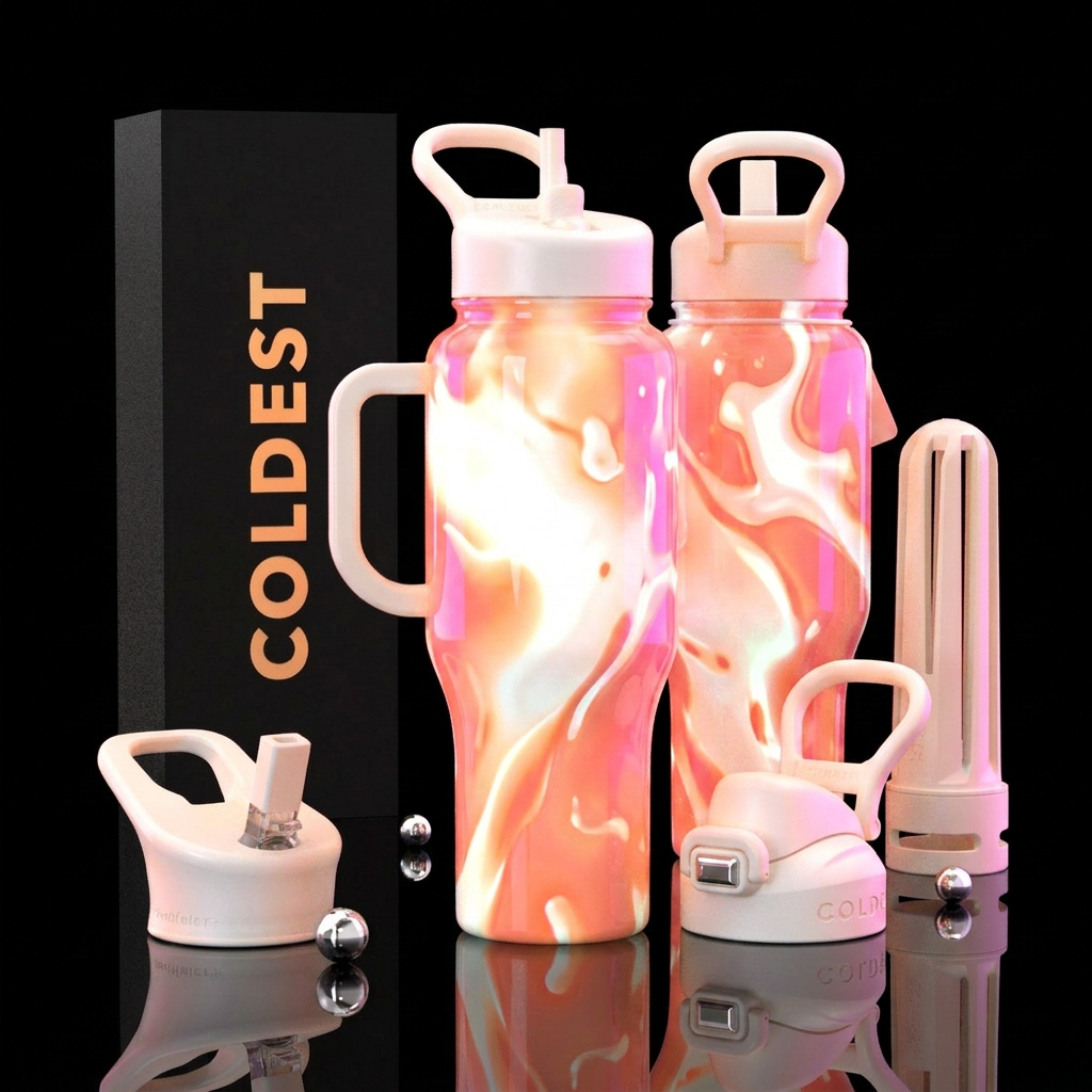 florescent glowing glossy bottle white and orange ... water bottle design