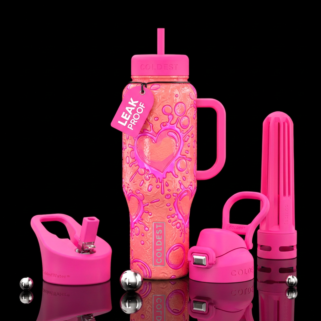 Textured Glossy bottle with slightly raised flat t... water bottle design