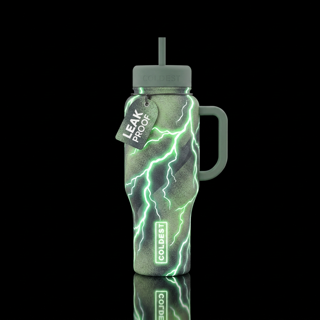 Sand paper, florescent, dreamy, vibrant, neon, mut... water bottle design