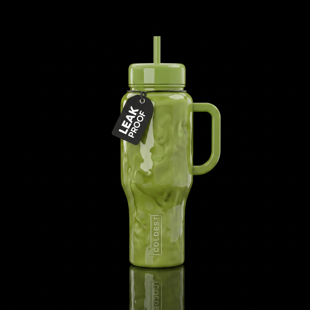 Glossy bottle made of creamy fresh green molasses ... water bottle design