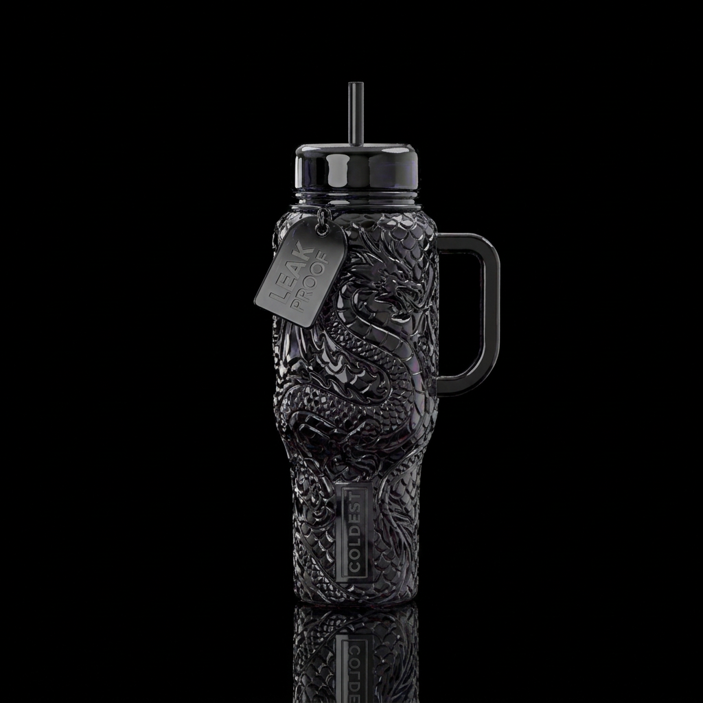 Glossy cup with glossy textured design bottle carv... water bottle design