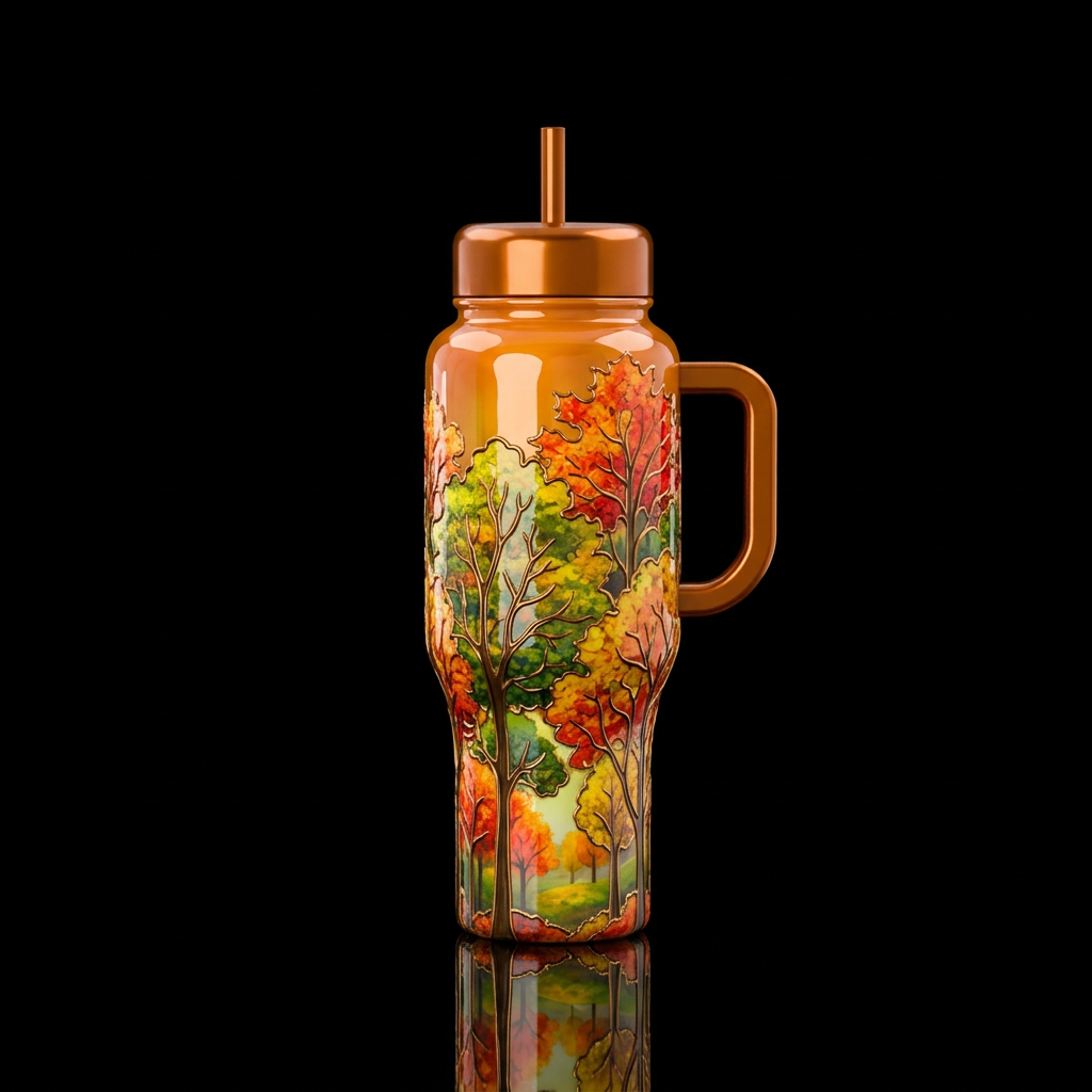 Glossy bottle with glossy textured outlines whimsi... water bottle design