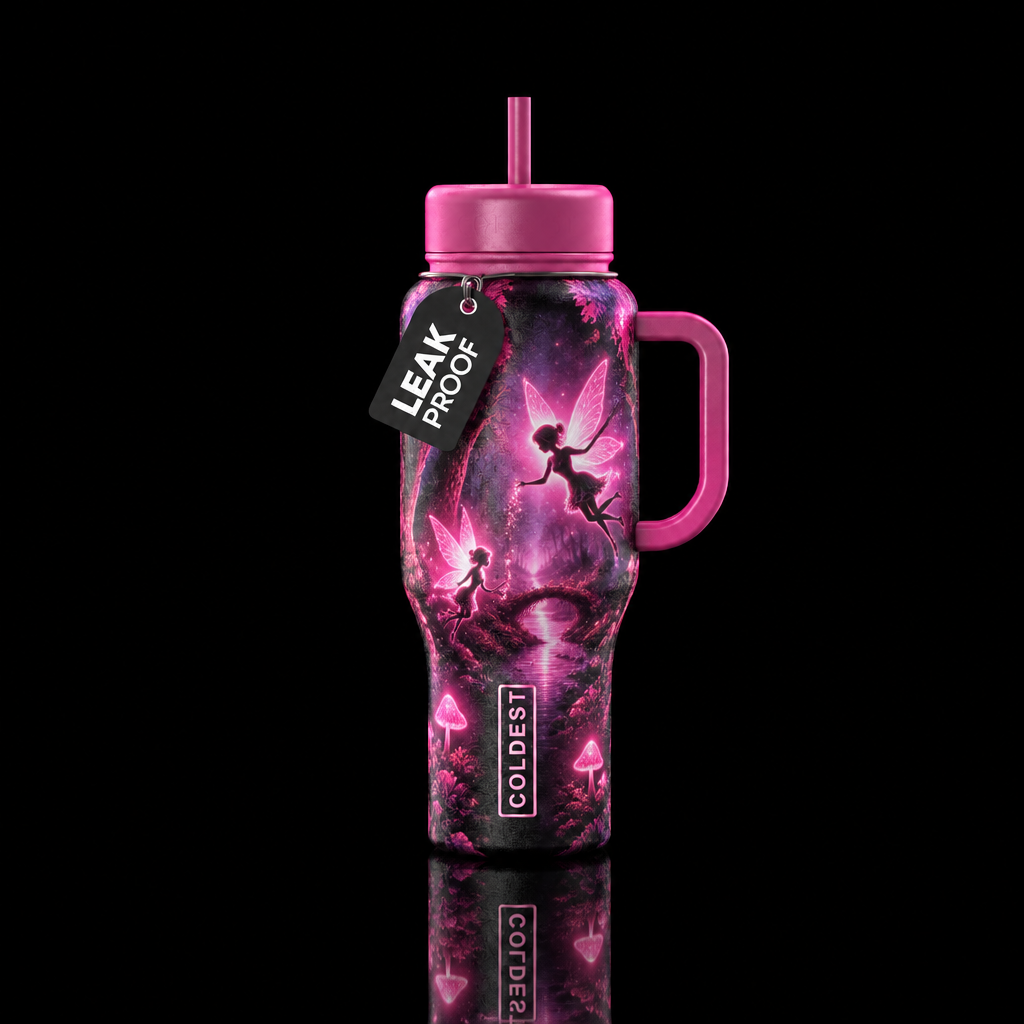 Dreamy Whimsical bottle with glossy textured encha... water bottle design