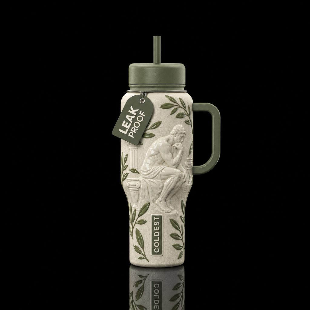 The thinker water bottle design