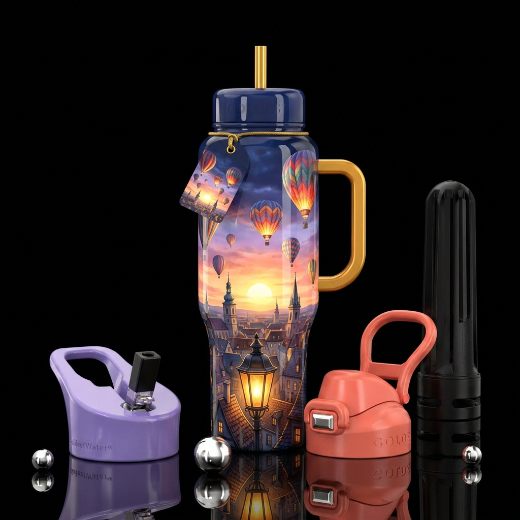 Sunset Lanterns water bottle design