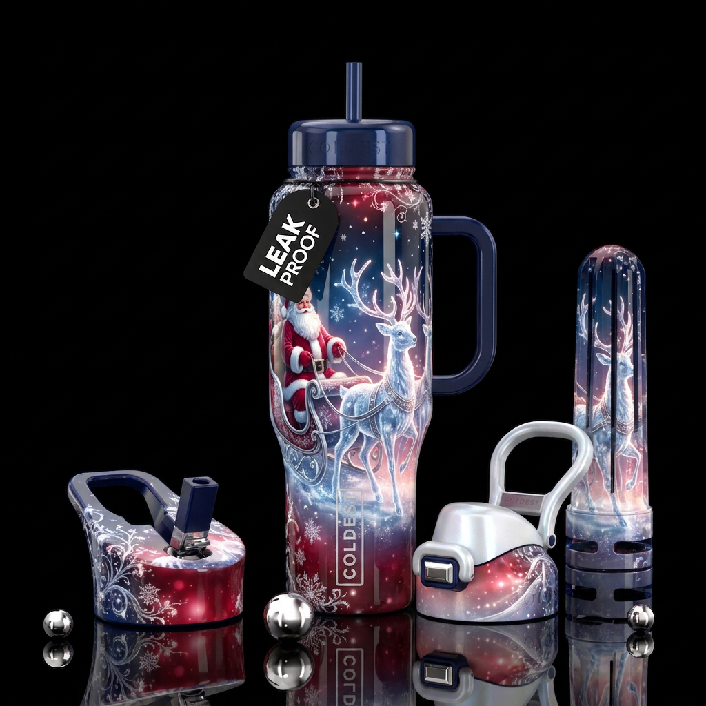 Frosty Reindeer water bottle design
