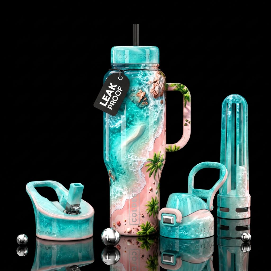 Pink Sands water bottle design