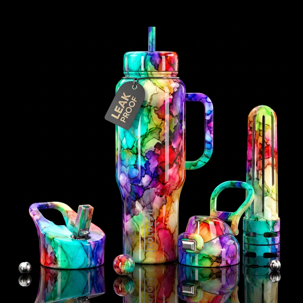 Inked Rainbow water bottle design