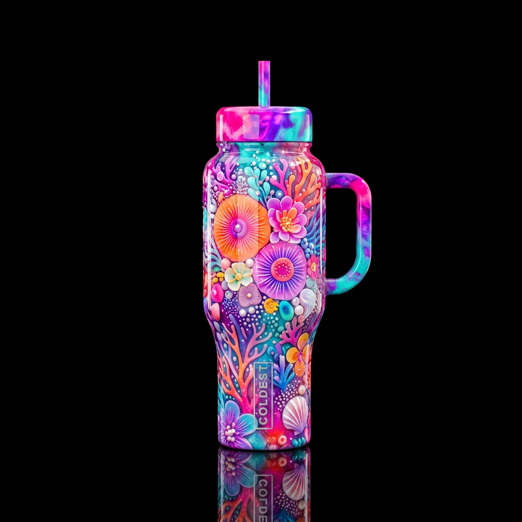 Coral Floral water bottle design