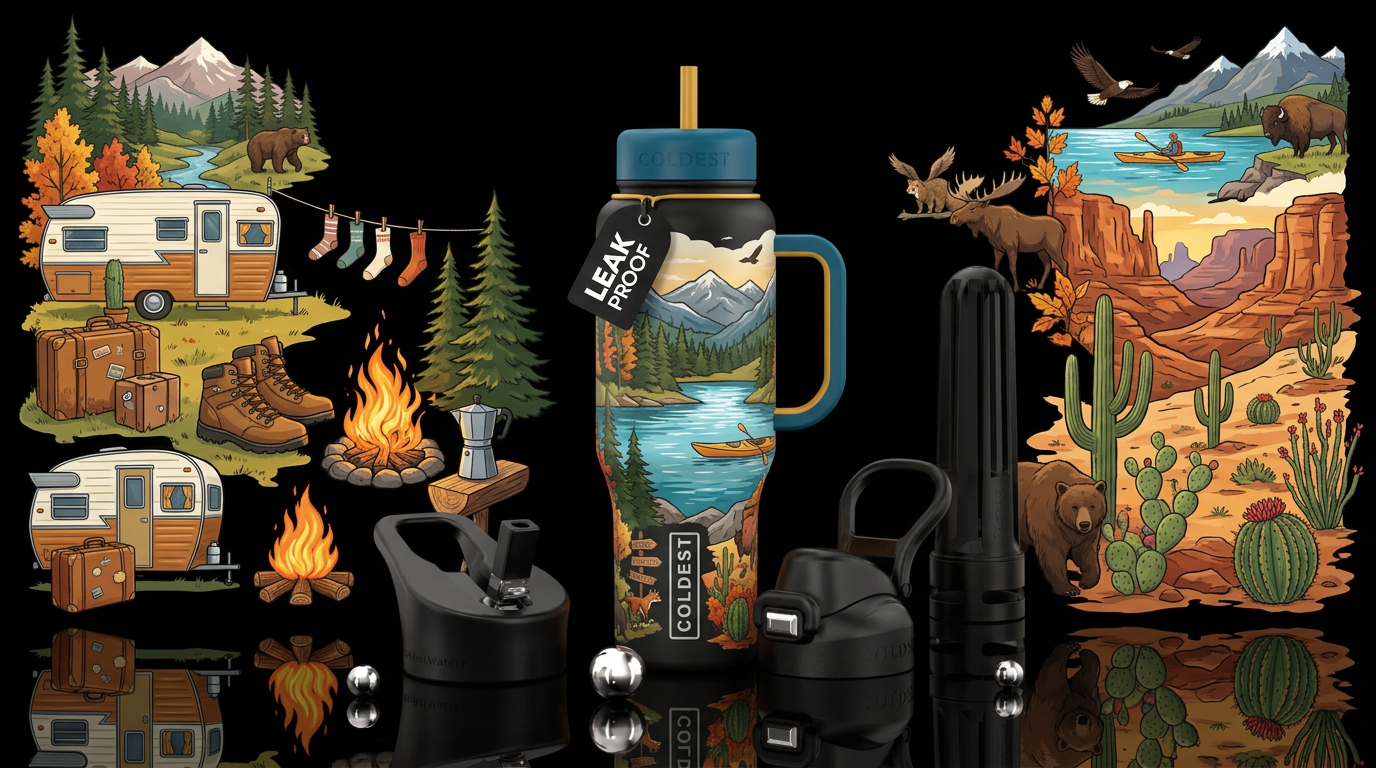 Miles & Memories" Create a premium insulated water... water bottle design