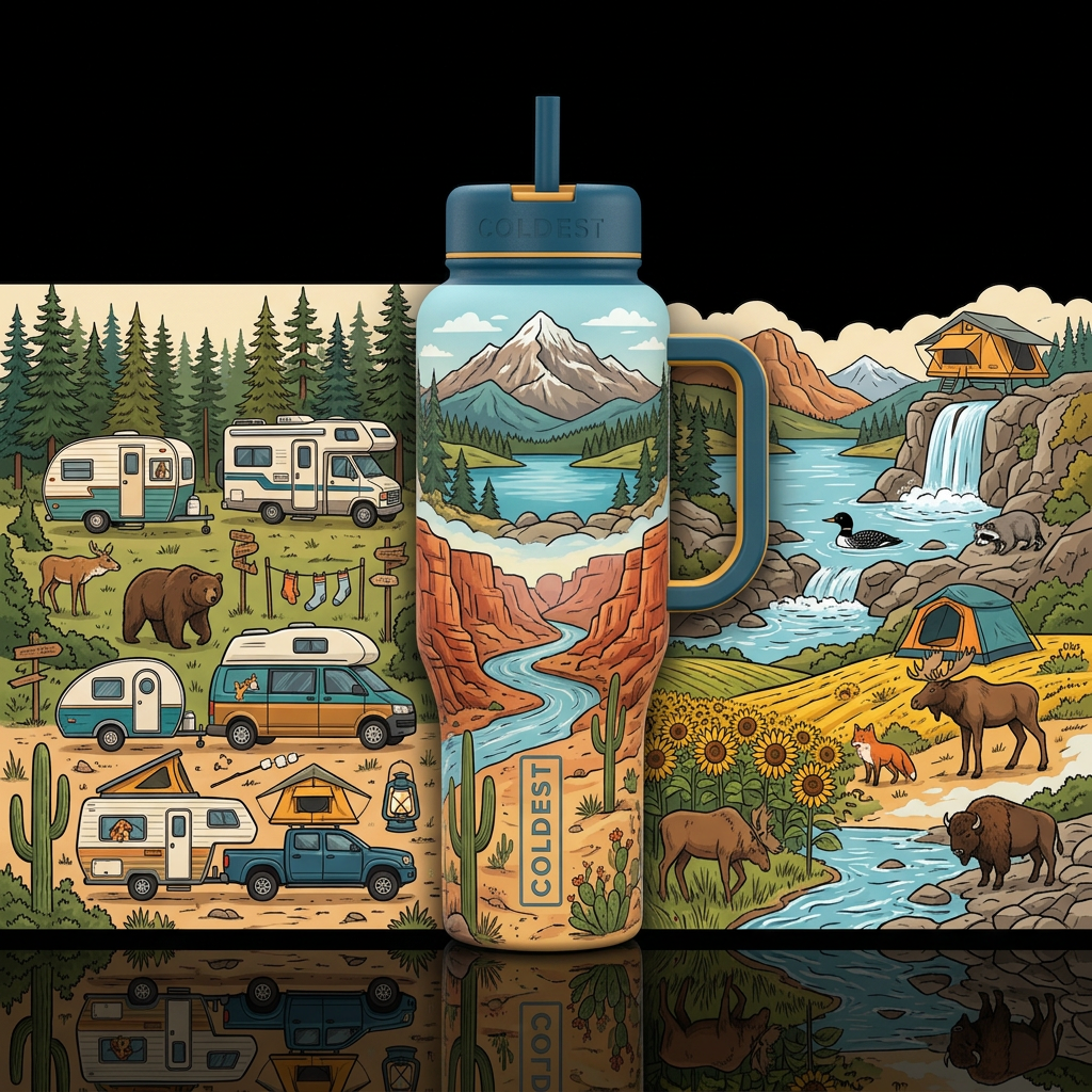 Miles & Memories" Create a premium insulated water... water bottle design