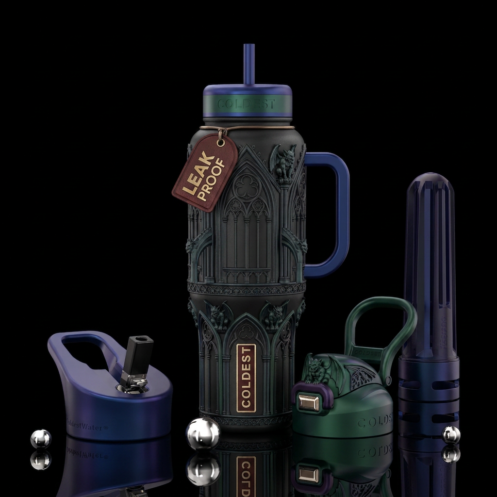 goth architecture water bottle design