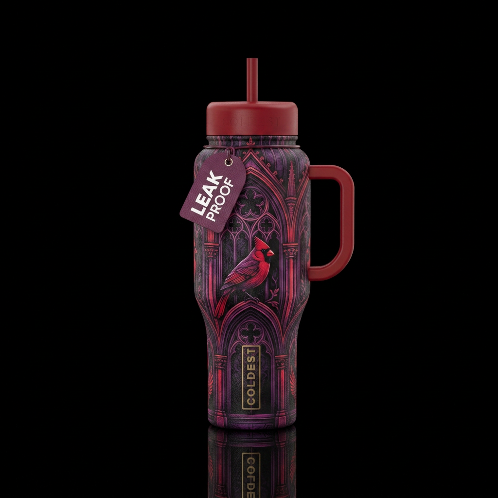 cardinal melancholy purple black red fuschia goth ... water bottle design