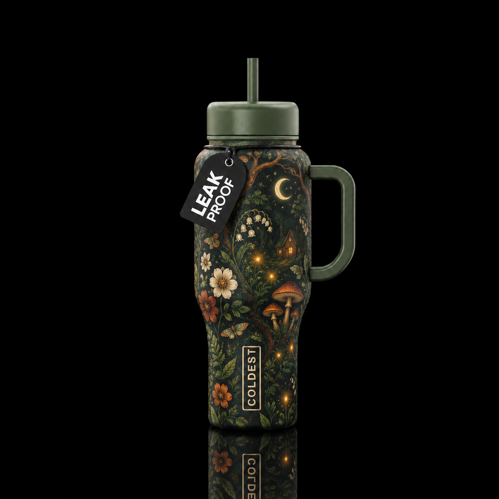 Magical forest vibes water bottle design
