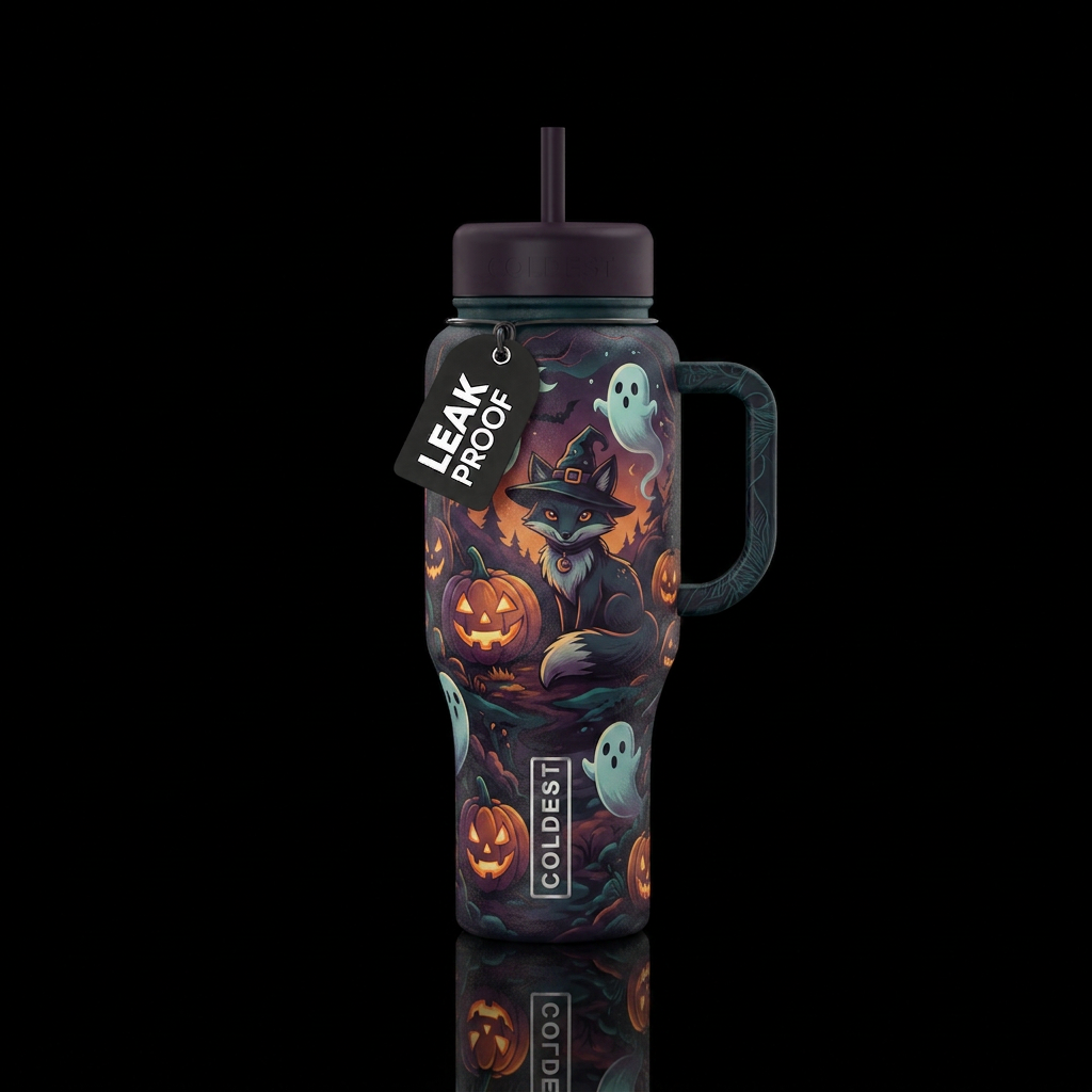 Foxy halloween water bottle design