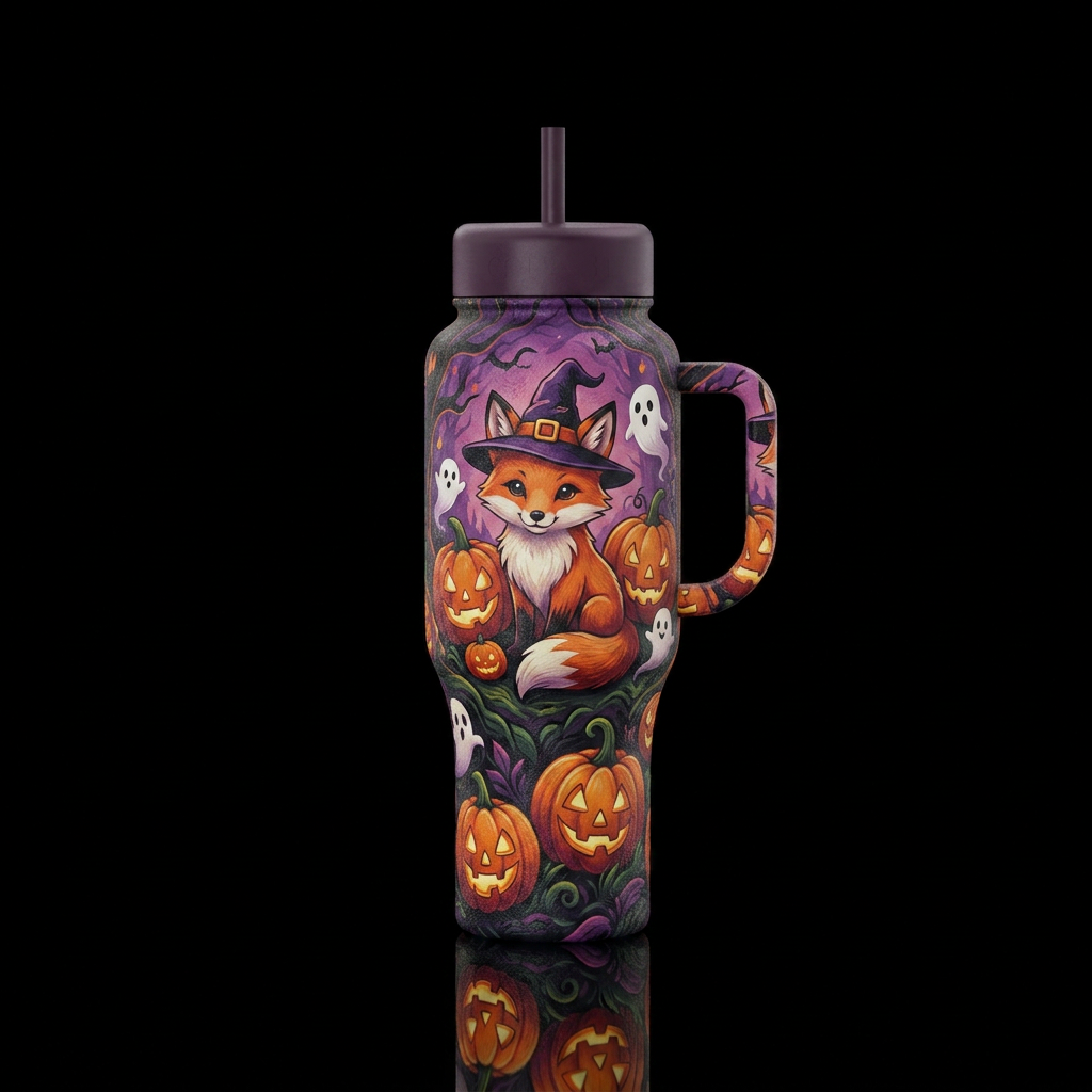 Foxy Halloween water bottle design