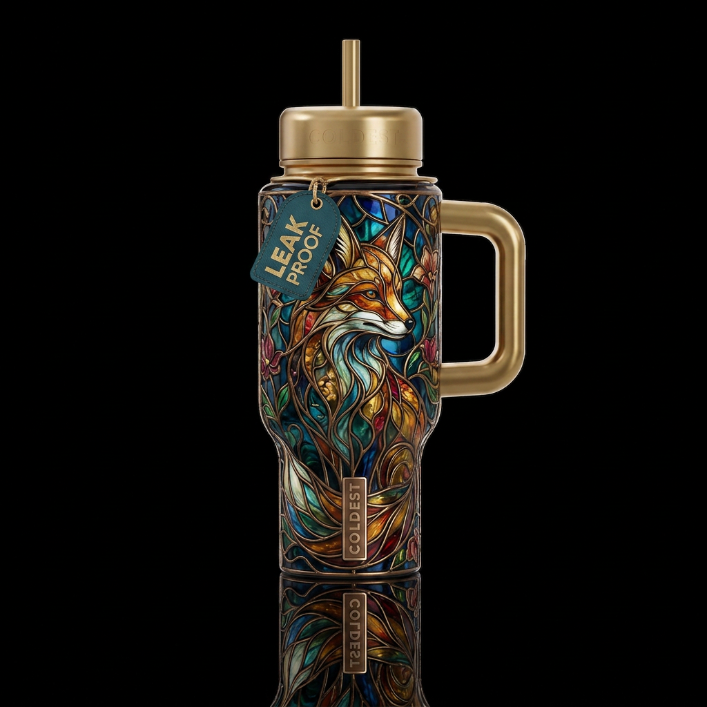 Foxy glass water bottle design