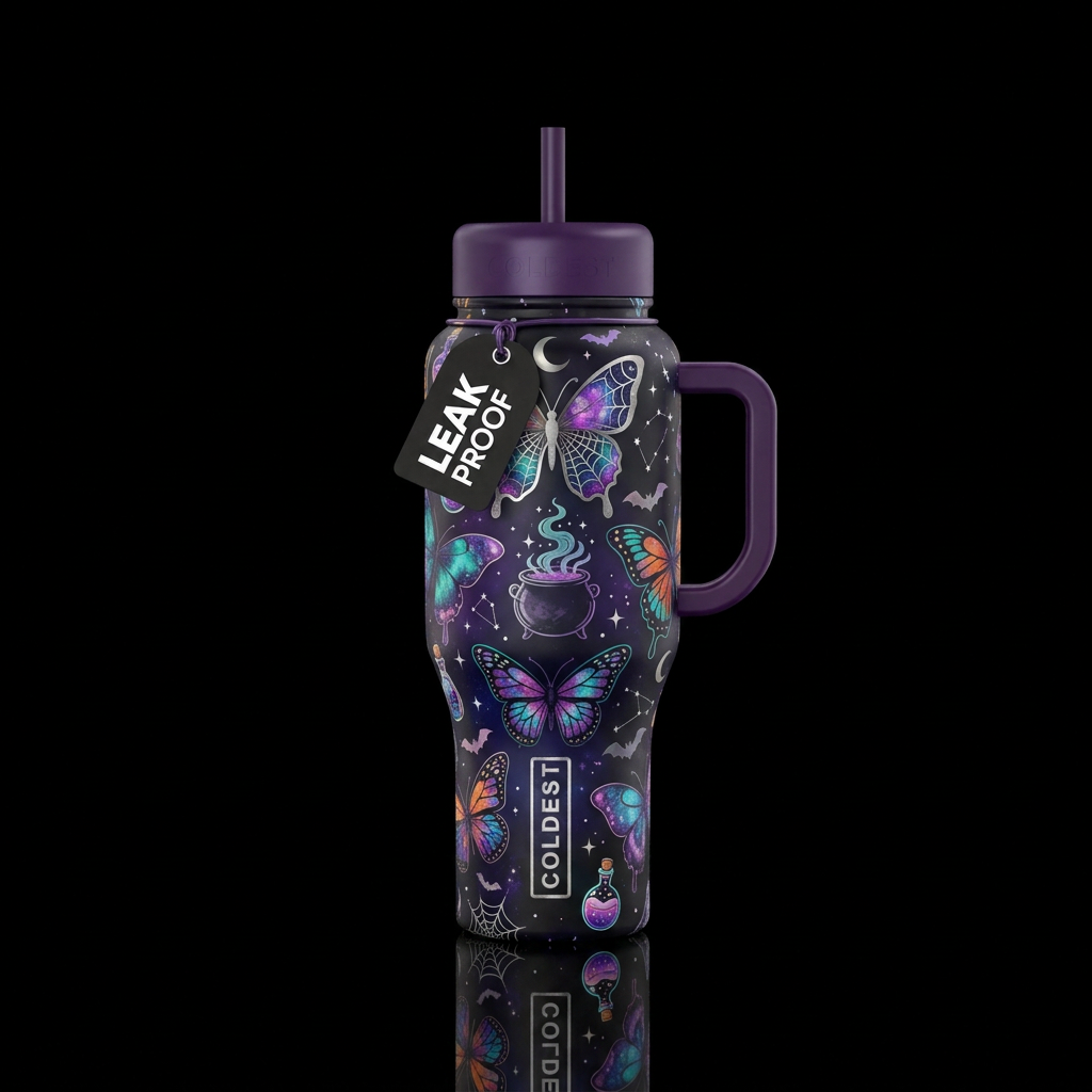 Butterfly fall water bottle design