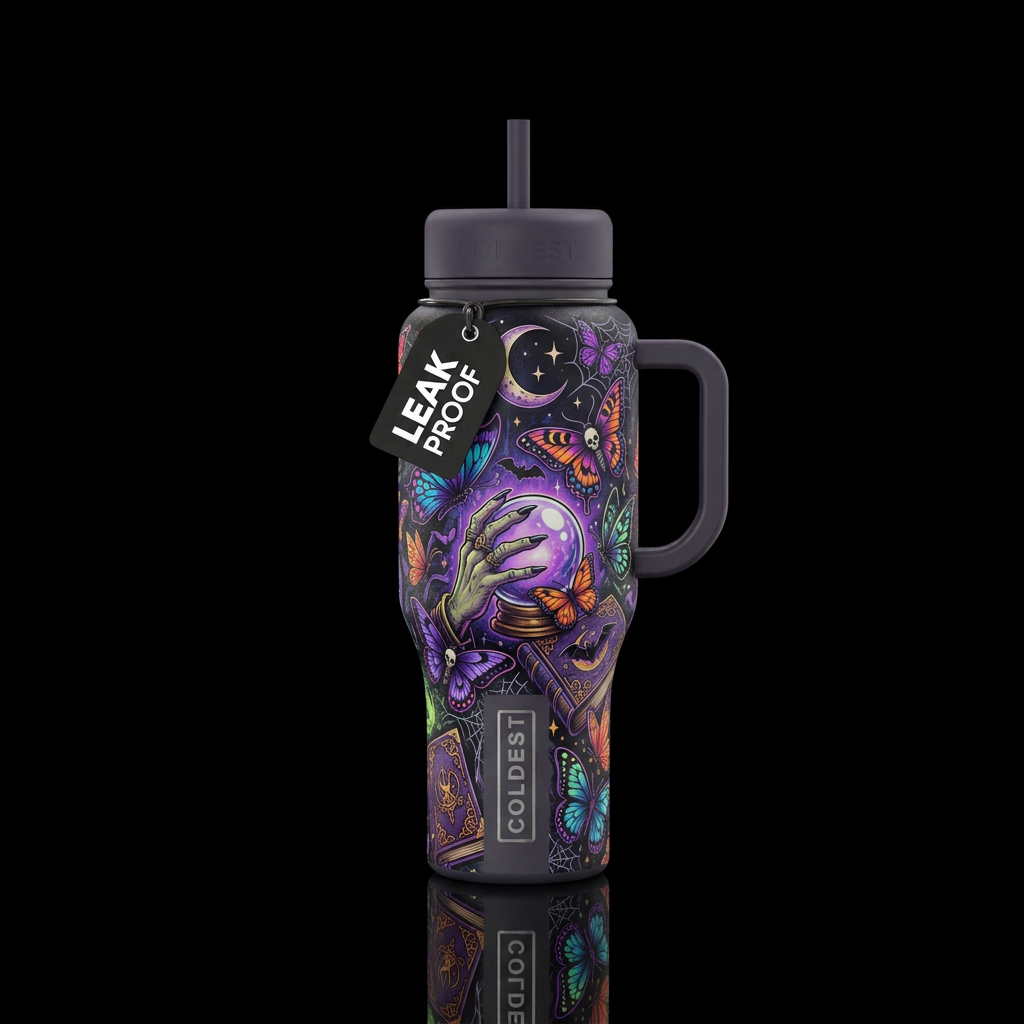 Spooky butterflies water bottle design