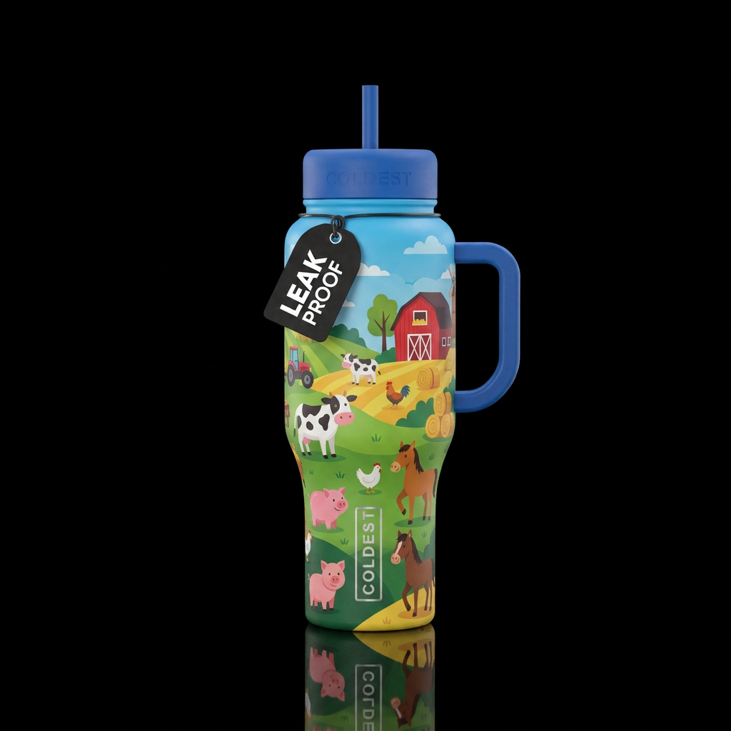 Farm for kids water bottle design