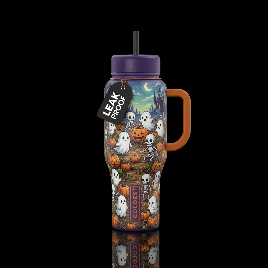 Spooky baby pumpkin patch water bottle design