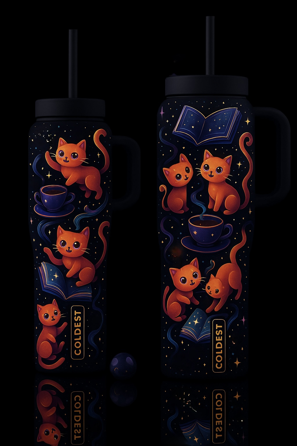 Cats and books 1 water bottle design