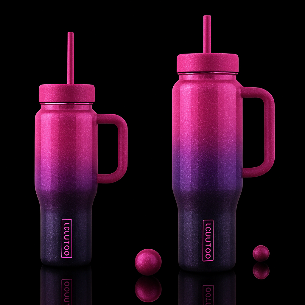 Pink purple  glitter water bottle design