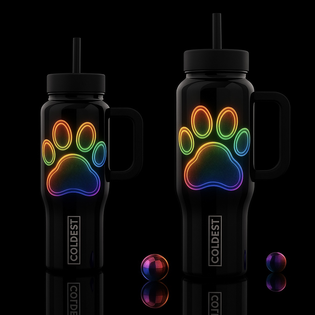 Paw print 2 "rainbow" bridge- dog water bottle design