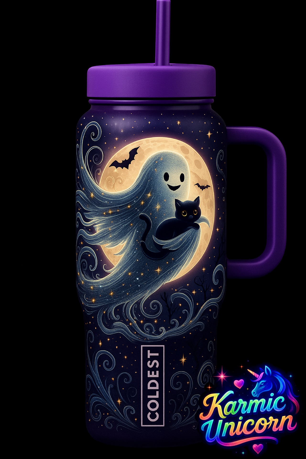 Meowgical Boo water bottle design