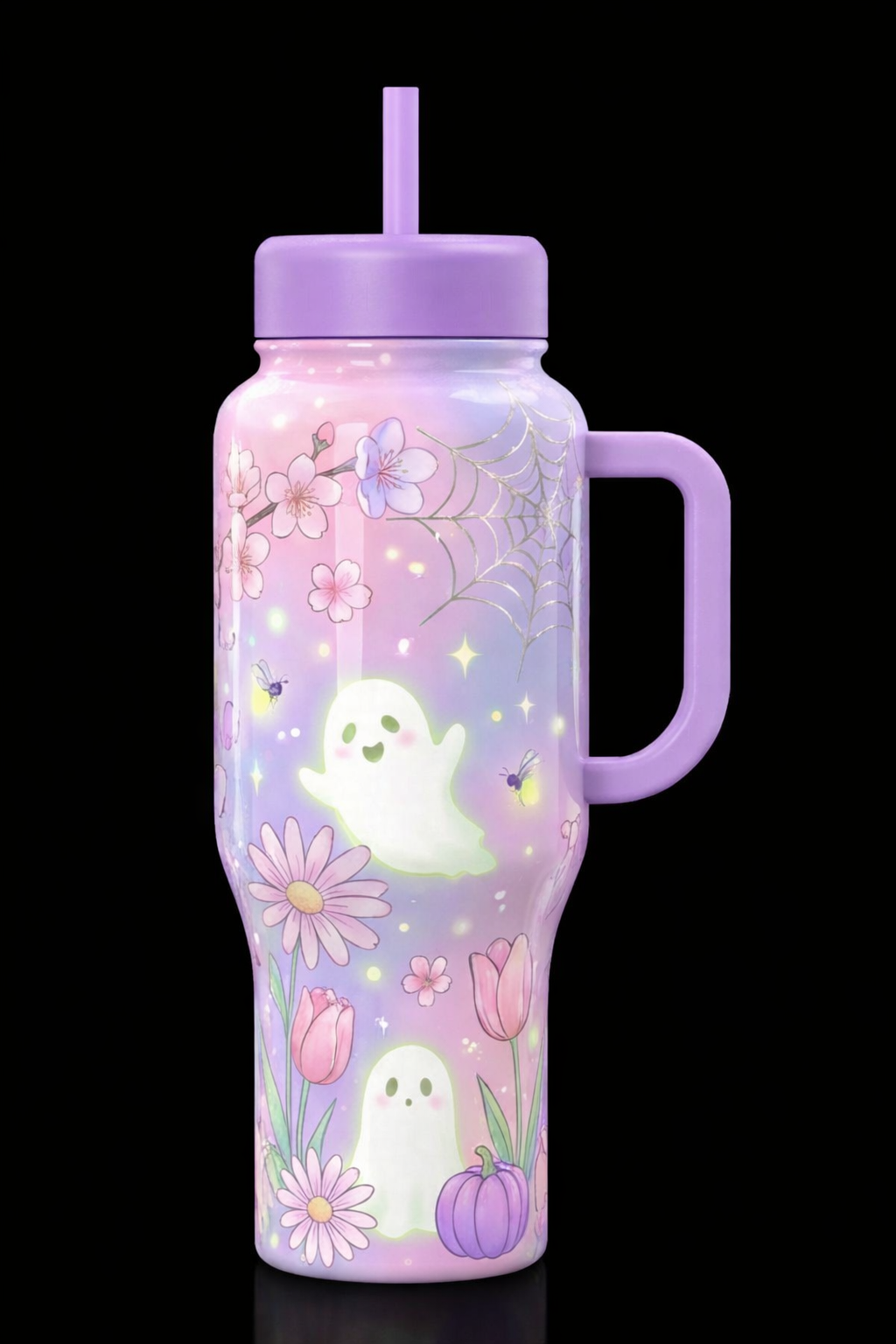 Boo-tanical Bliss 🌸👻 water bottle design