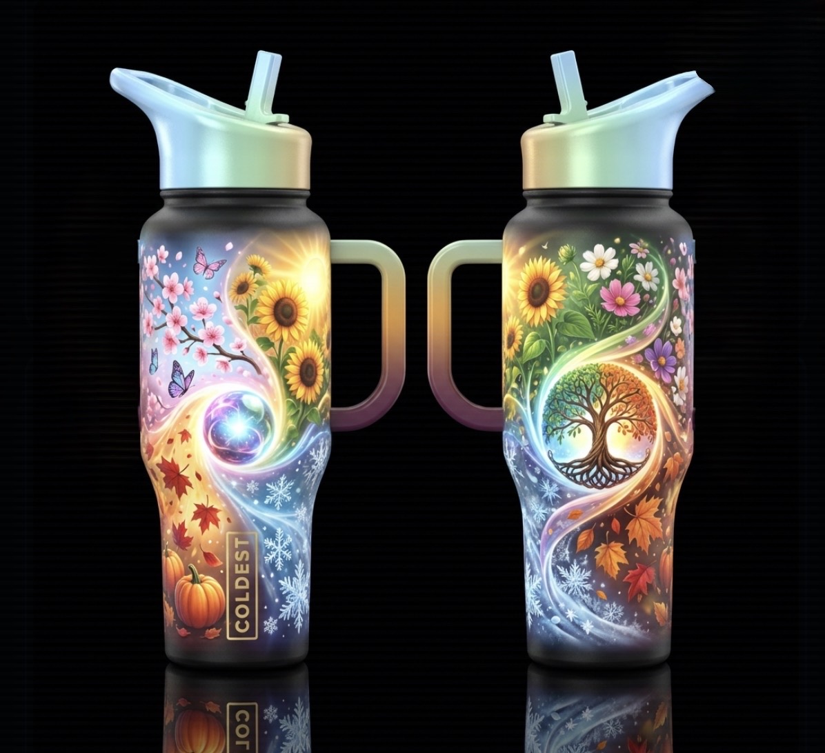 Forever Changing seasons water bottle design