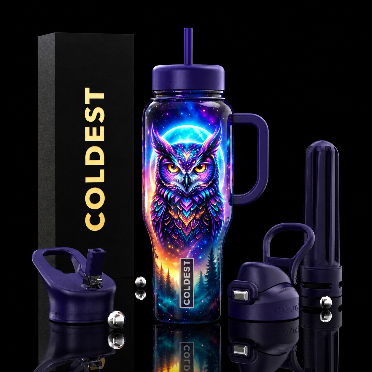 Lunar night owl water bottle design