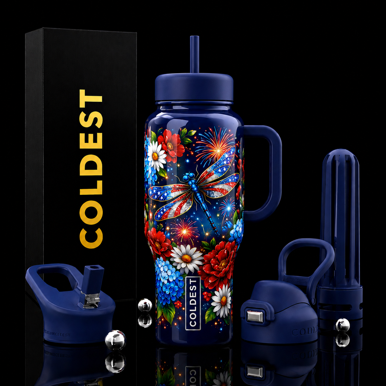 Star-Spangled Dragonfly water bottle design