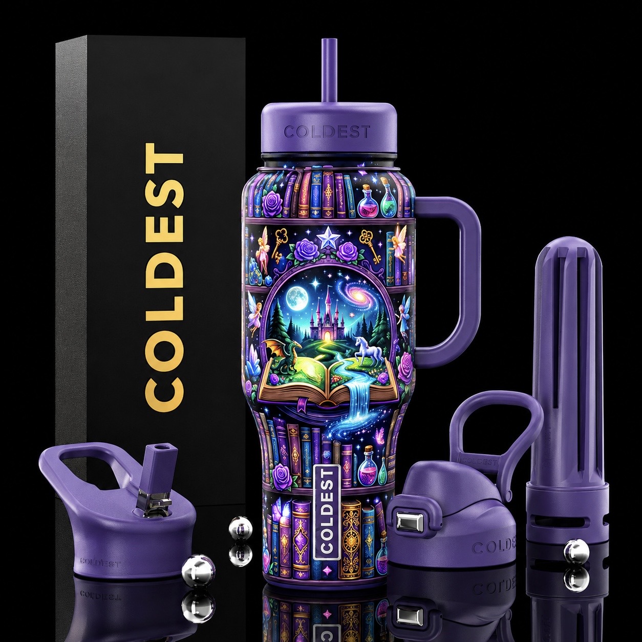 Enchanted Chapters water bottle design