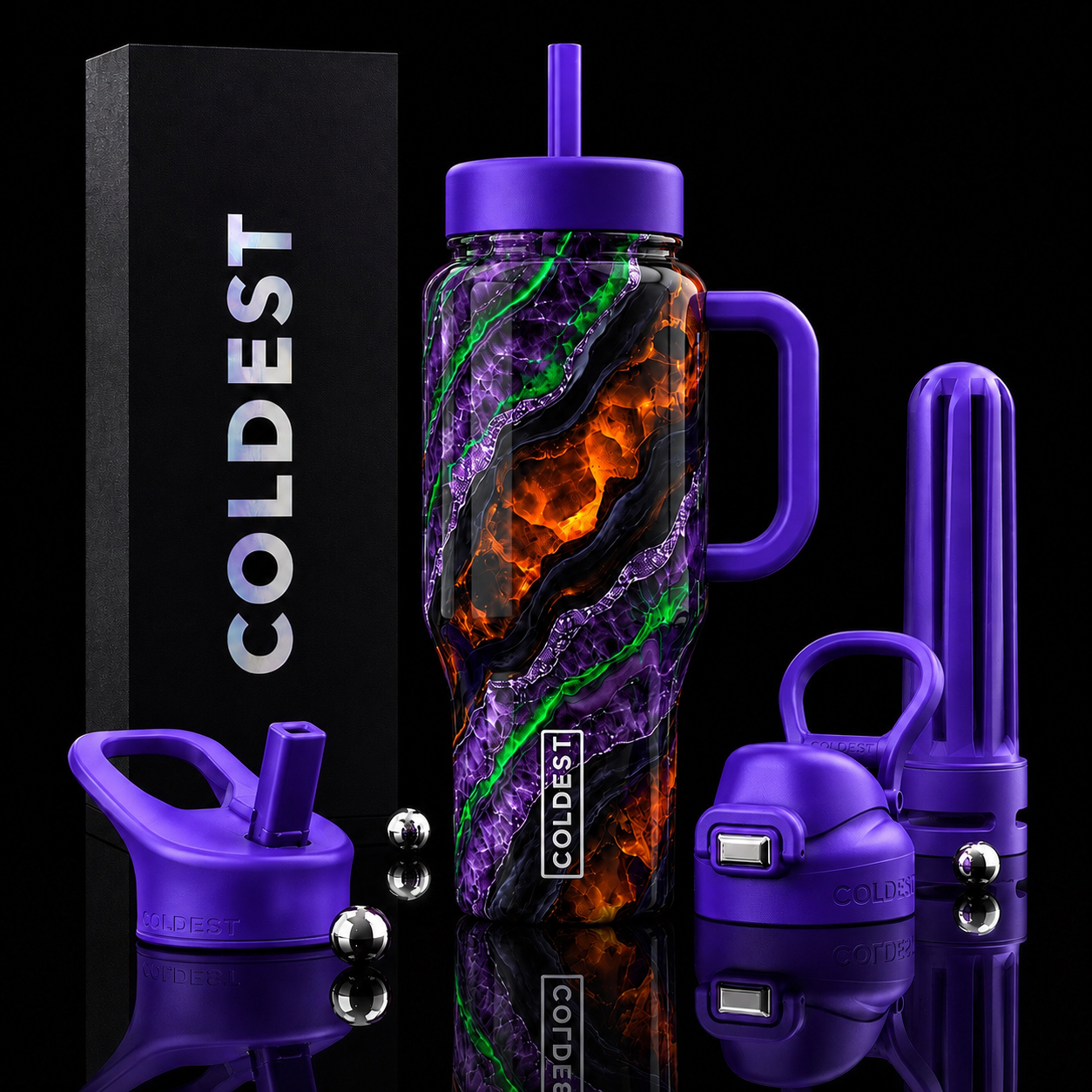 Midnight Hex Elixir water bottle design