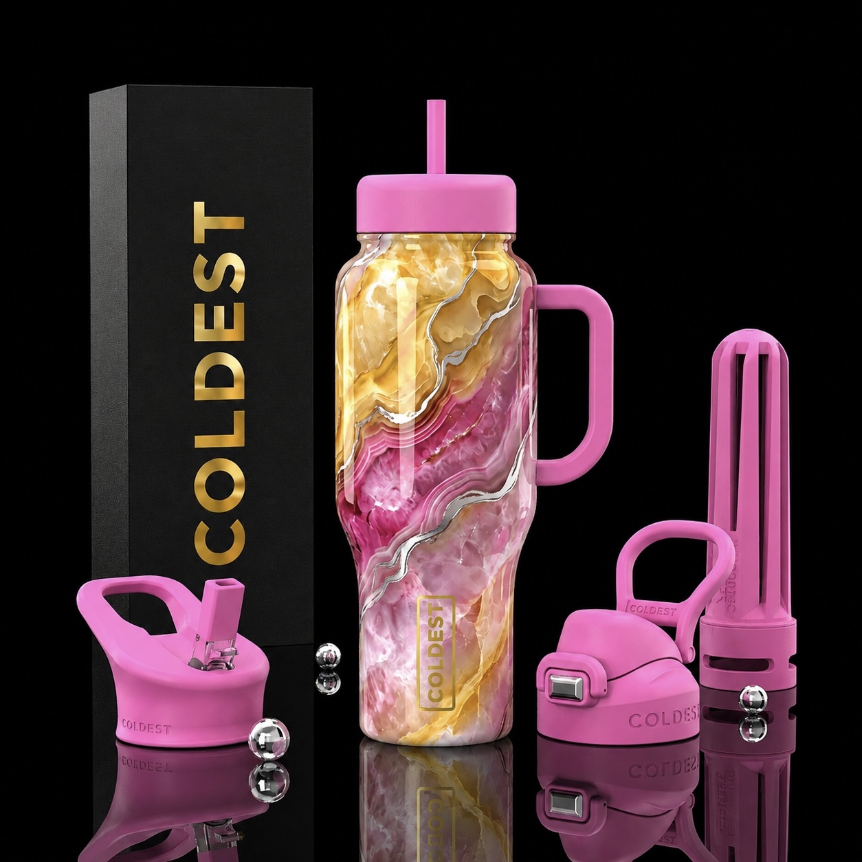 Pink Stardust Elixir water bottle design