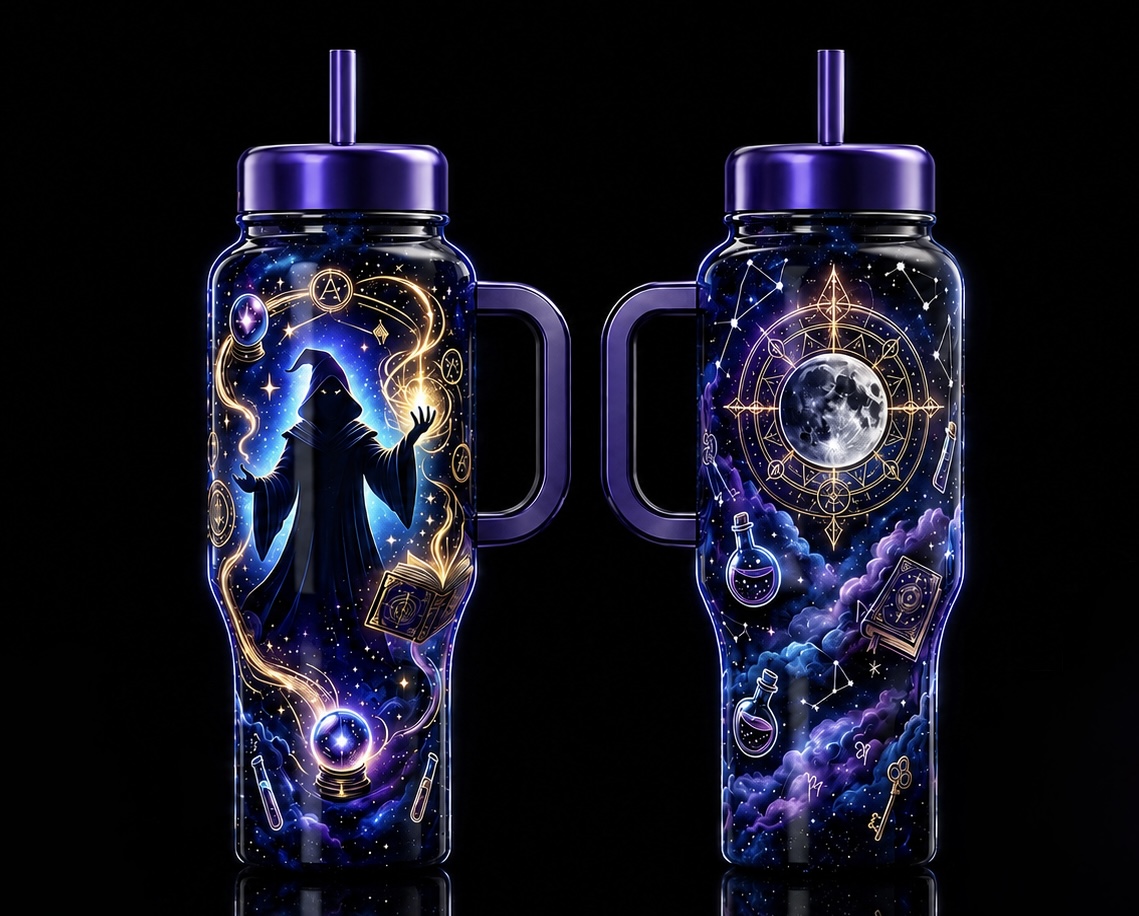 The Astral Wizard water bottle design