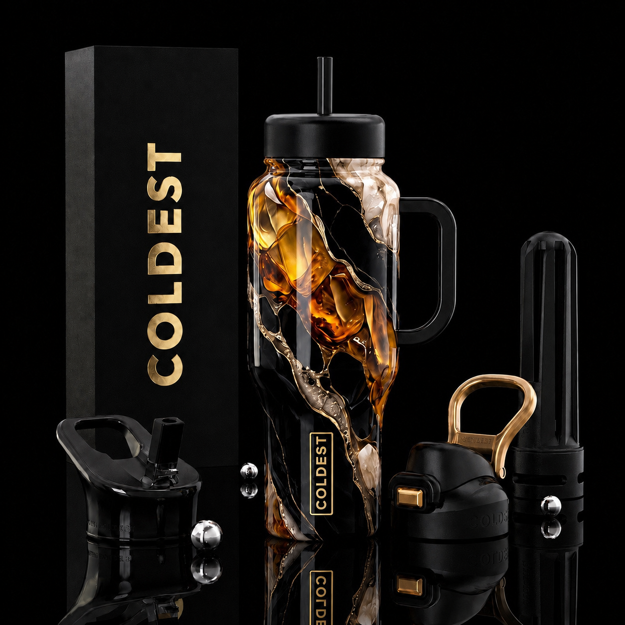 Molten Obsidian Elixir water bottle design