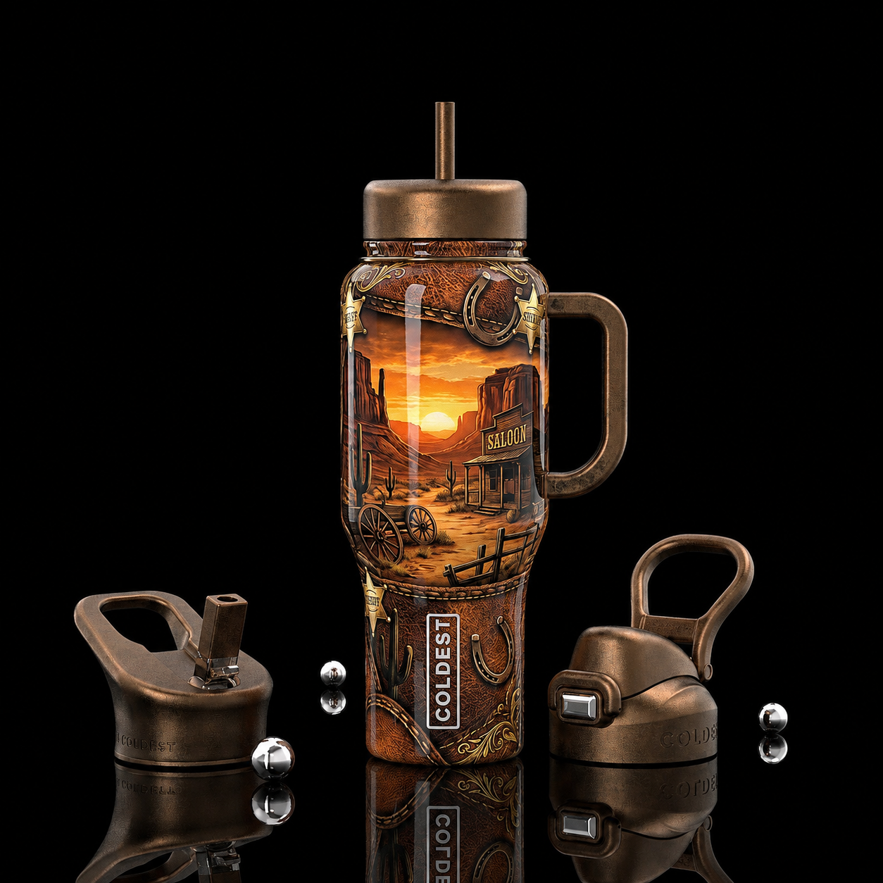 Sunset Saloon water bottle design