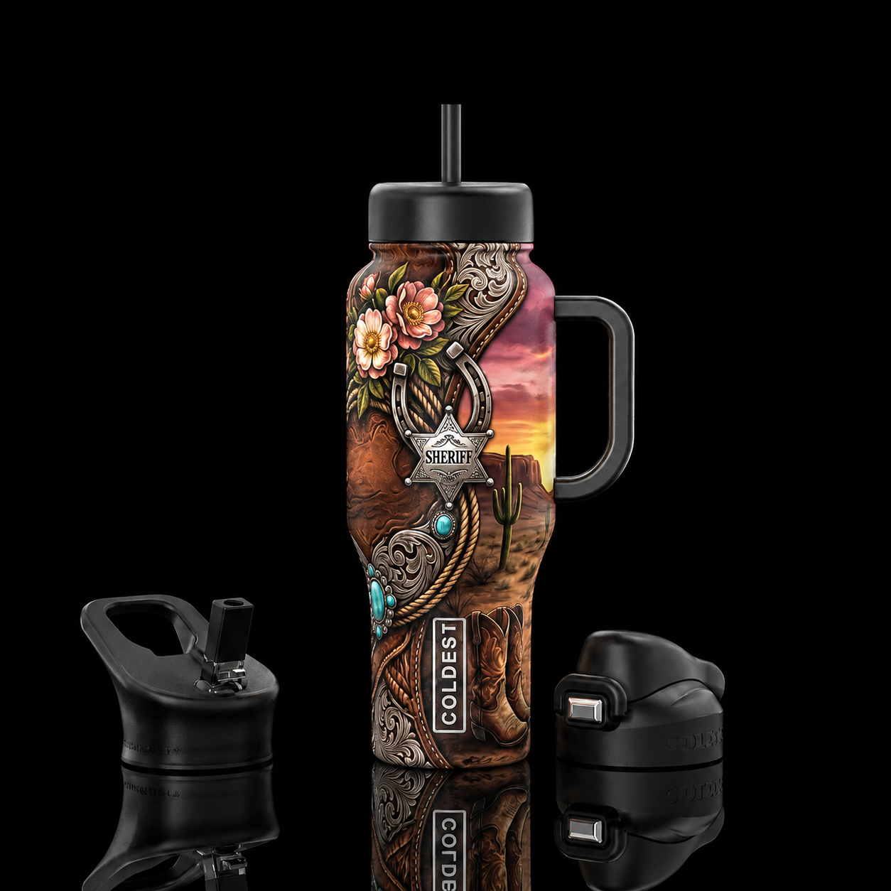 Cowgirl water bottle design