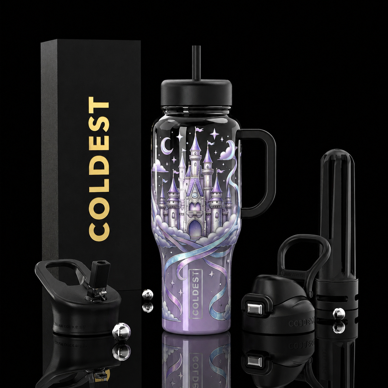 Moonlight fairytale water bottle design