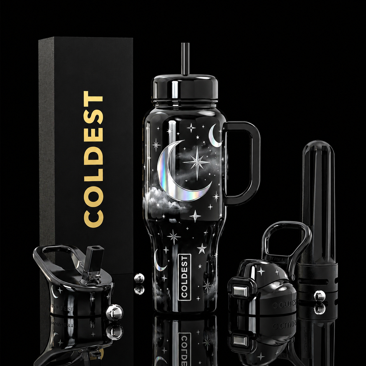 Moonlight sky water bottle design