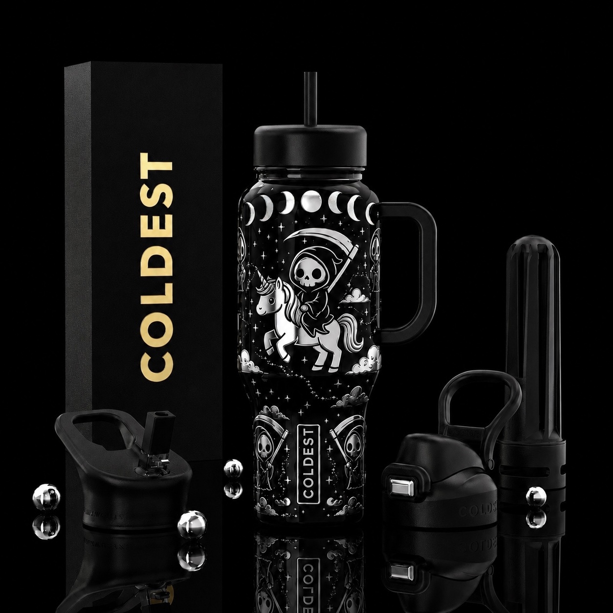 Moonlight Reaper Fantasy water bottle design