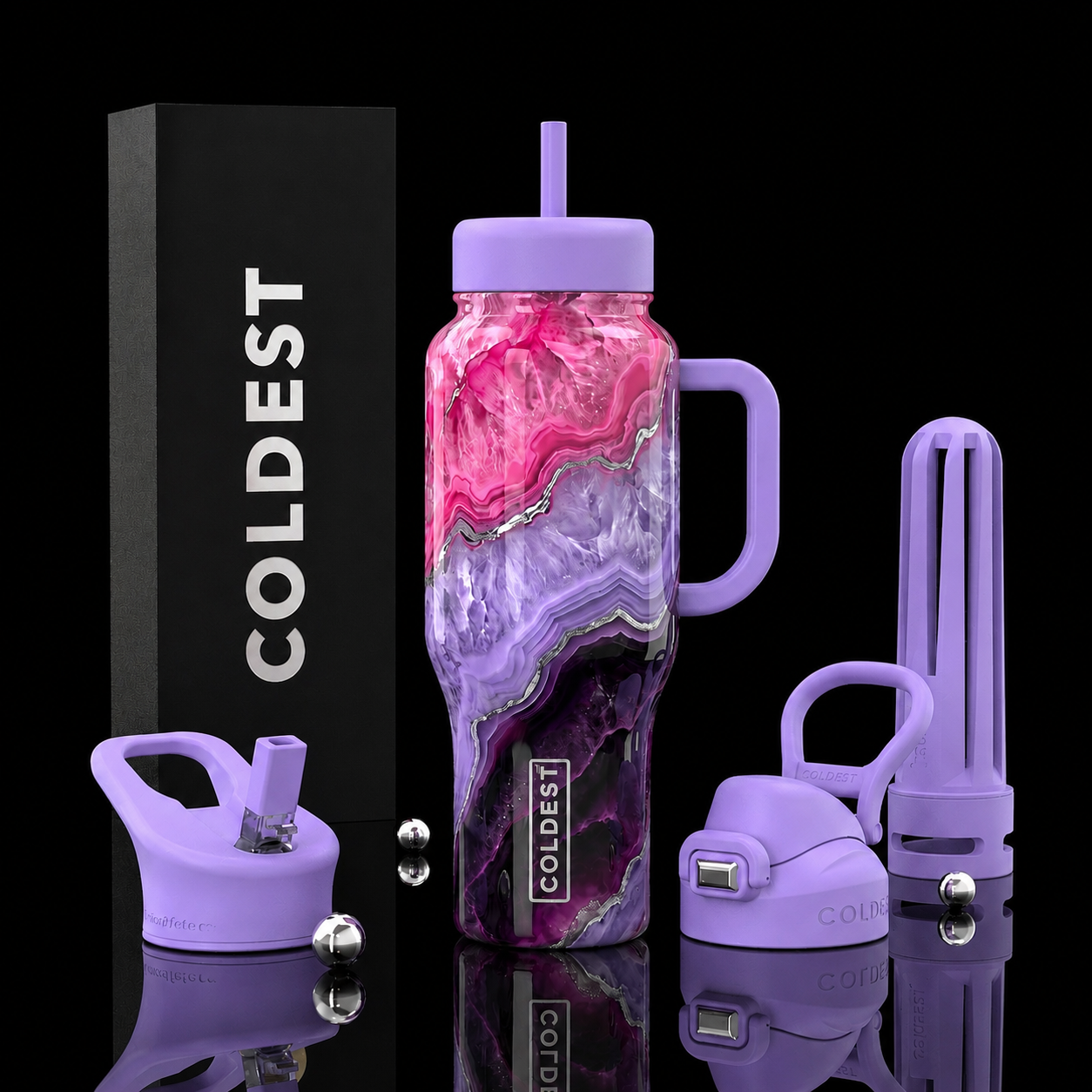 Blushing amethyst Bloom elixir water bottle design