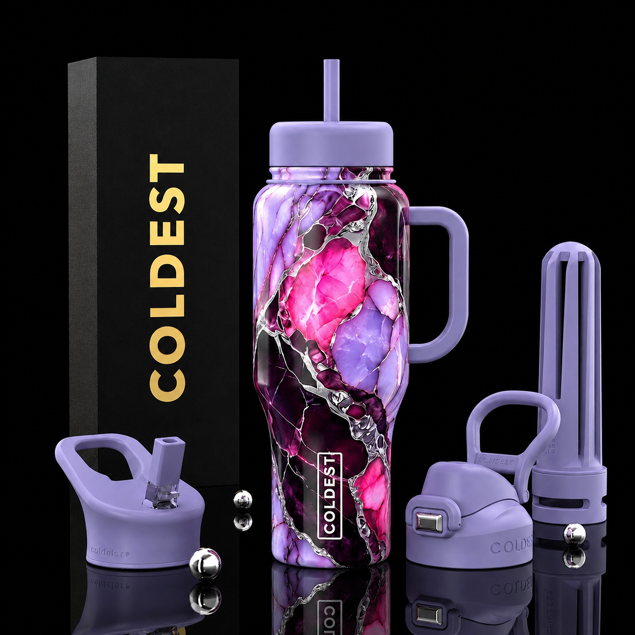 Blushing amethyst elixir 2 water bottle design