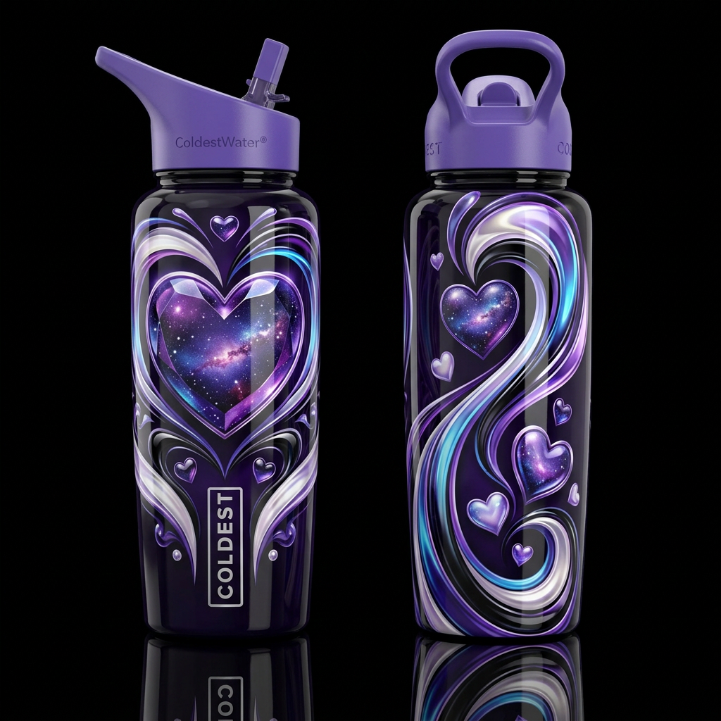 Hearts of the Galaxy2 water bottle design